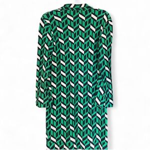 Jude Connally Chevron Pattern Dress in Green and Navy